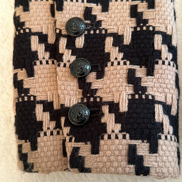 L'AGENCE Angelina Houndstooth Open Front Blazer pockets jacket fringe plaid work - Picture 11 of 15